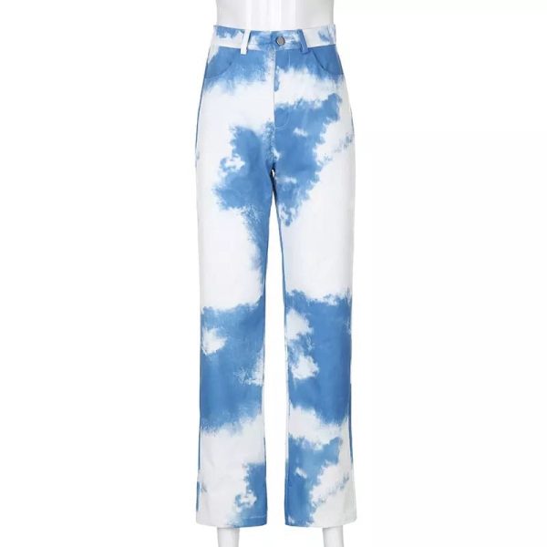 Sky Blue Print Pants